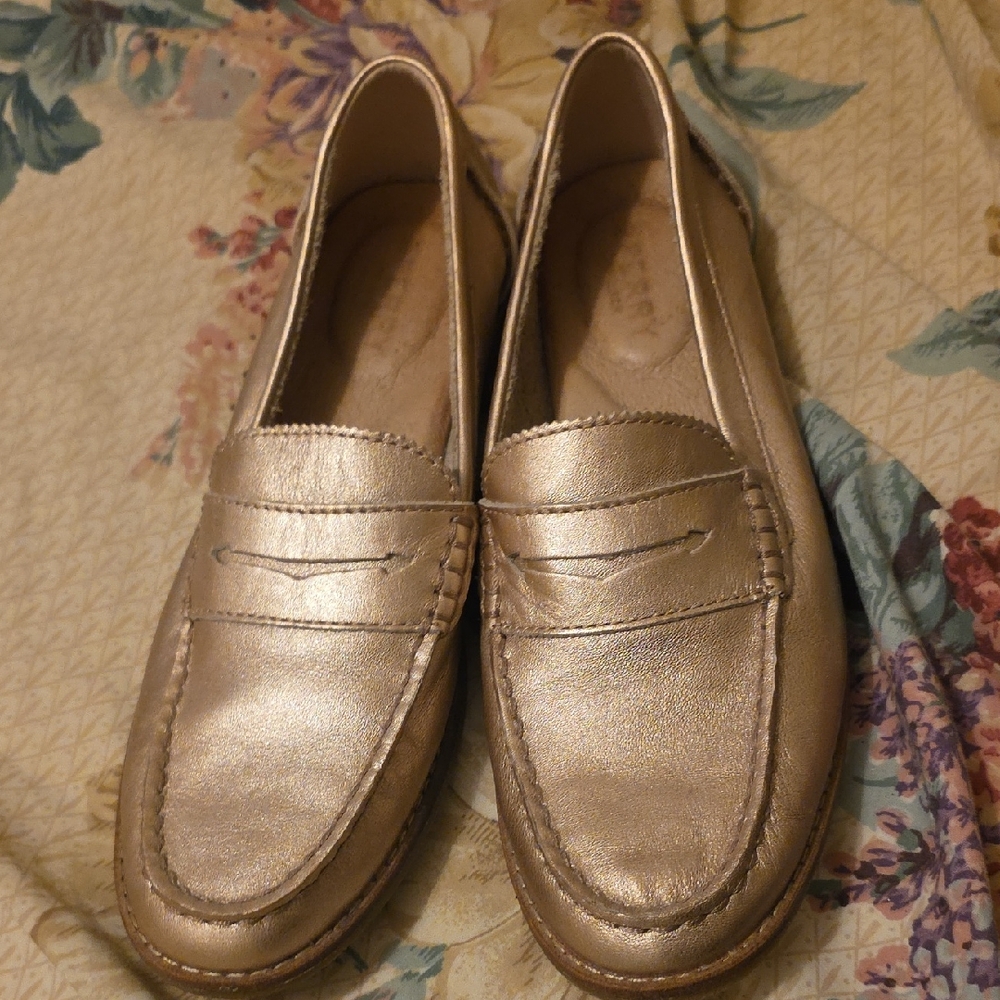 Metallic Gold Penny Loafers